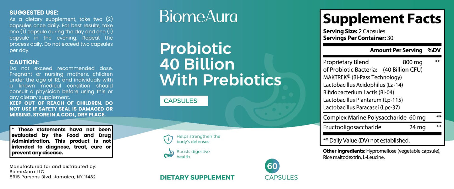 Probiotic 40 Billion with Prebiotics